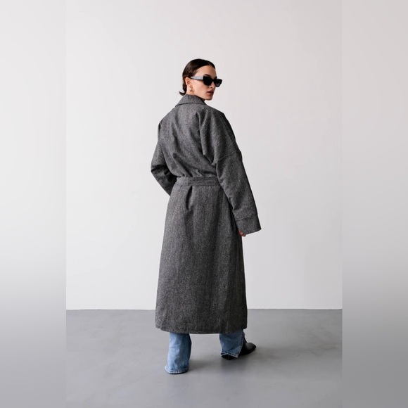 Oversized Grey wrap long kimono coat - Picture 2 of 8
